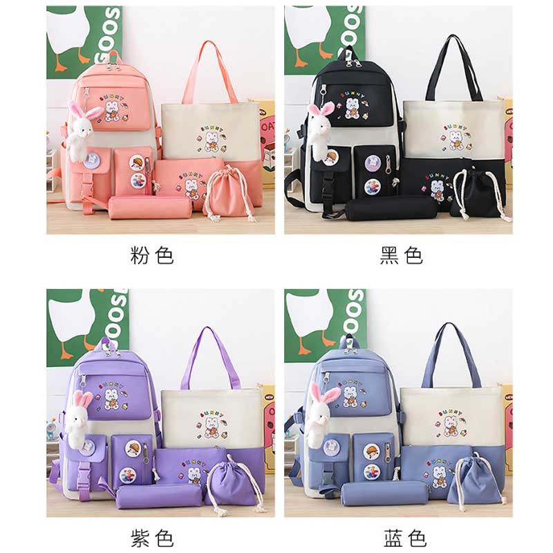 Sac à Dos Multifonctionnel Kawaii Grand Volume Imperméable et Résistant 5Pcs Rose SACKDS15RS - حقيبة ظهر بعدة قطع بتصميم كاوايي - Sac à dos et Mode - صورة 3