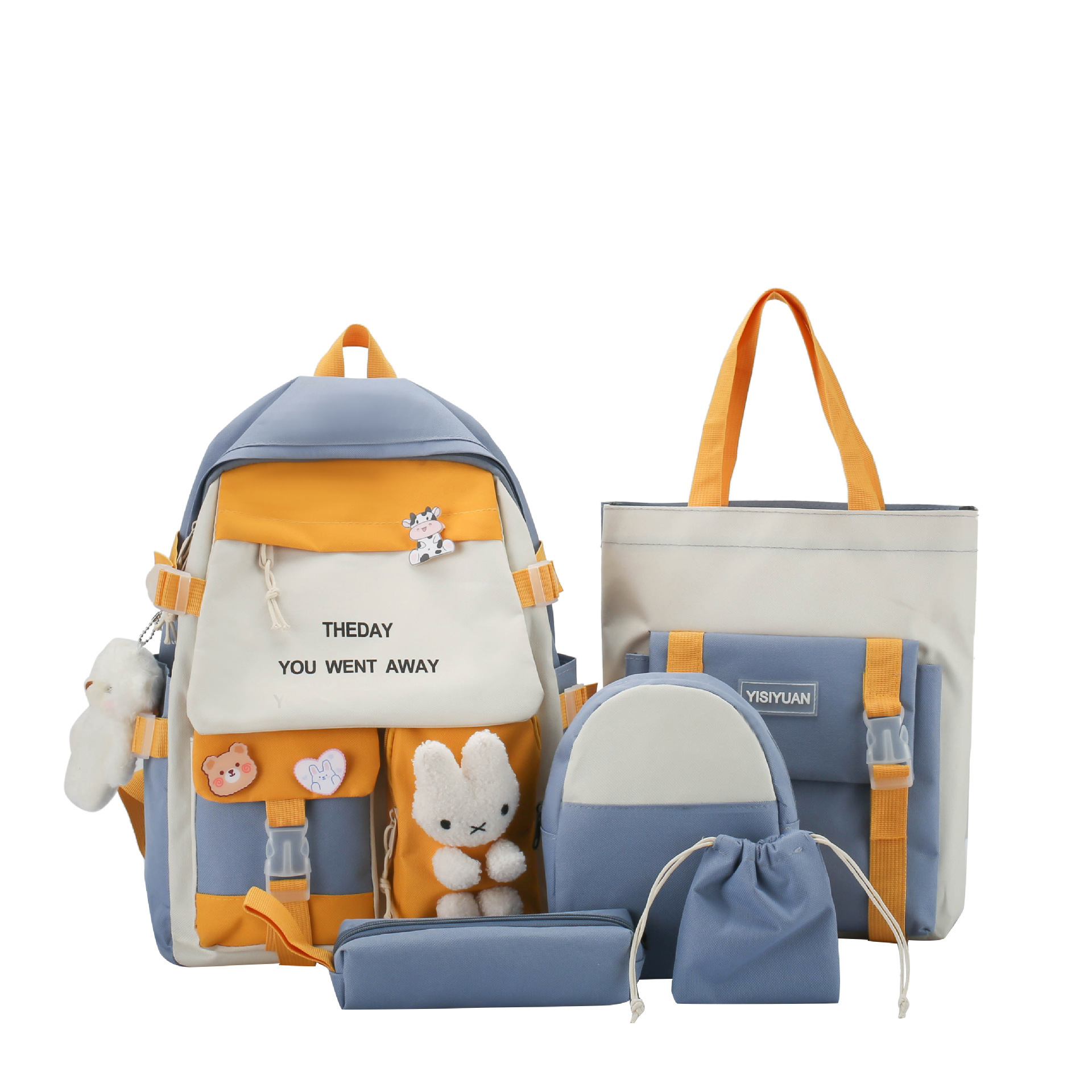 Sac à Dos Multifonctionnel Kawaii Grand Volume Imperméable et Résistant 5Pcs Bleu SACKDS25BL - حقيبة ظهر بعدة قطع بتصميم كاوايي - Sac à dos et Mode - صورة 3