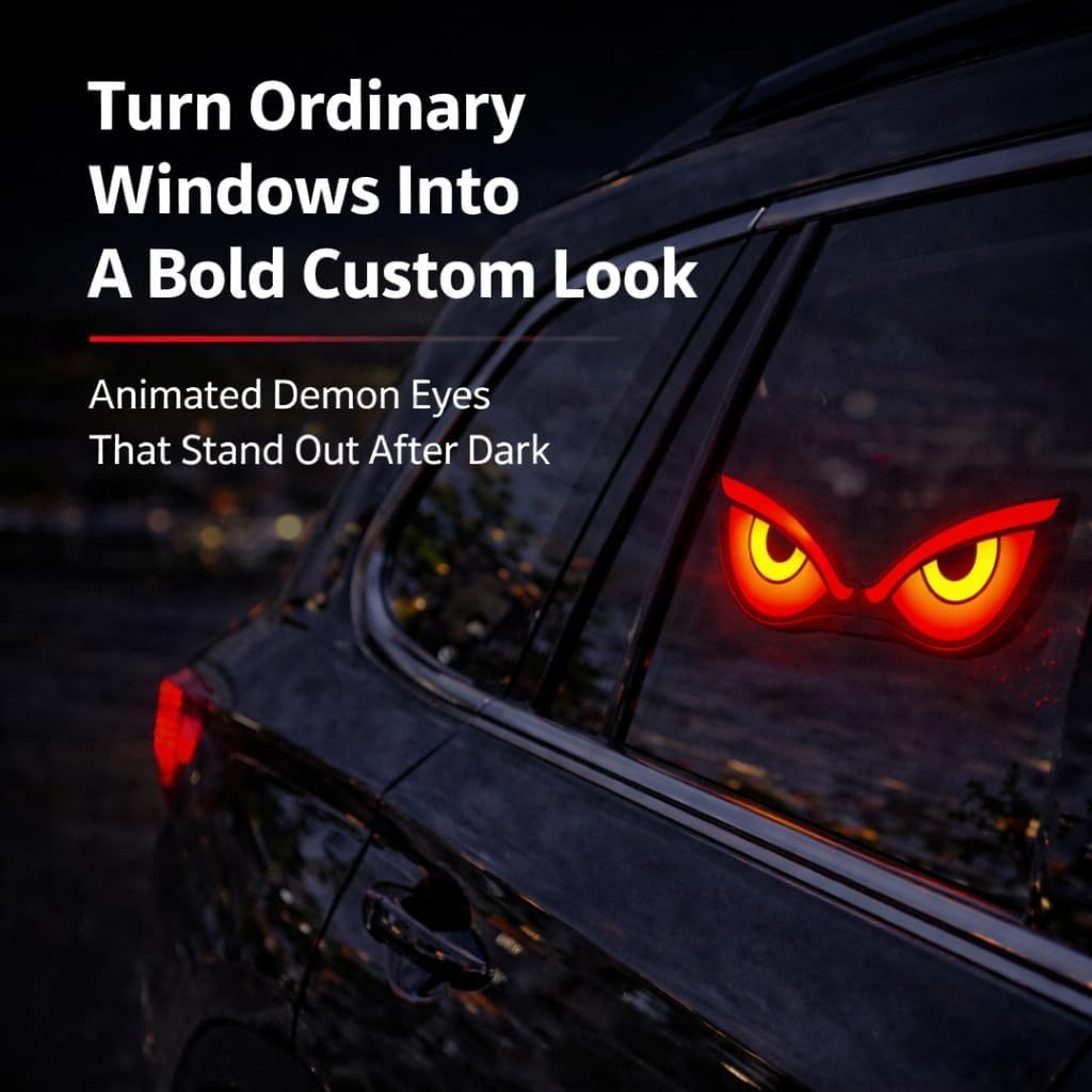Lampe Signale de Fenêtre Voiture Motif Devil Eye Énergie Solaire et Type-C - مصباح نافذة السيارة ليلي يعمل بالطاقة الشمسية - Accessoires Auto/Moto - صورة 4