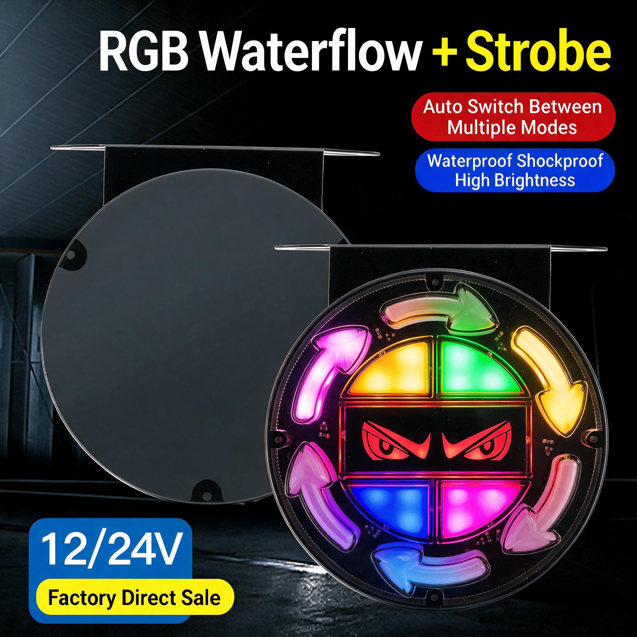 Feux Arrière LED RGB Séquentiels pour Camion 12V/24V 2 pcs Devile Eye - مصابيح خلفية تحذيرية للشاحنات ملونة (قطعتين) - Accessoires Auto/Moto - صورة 4