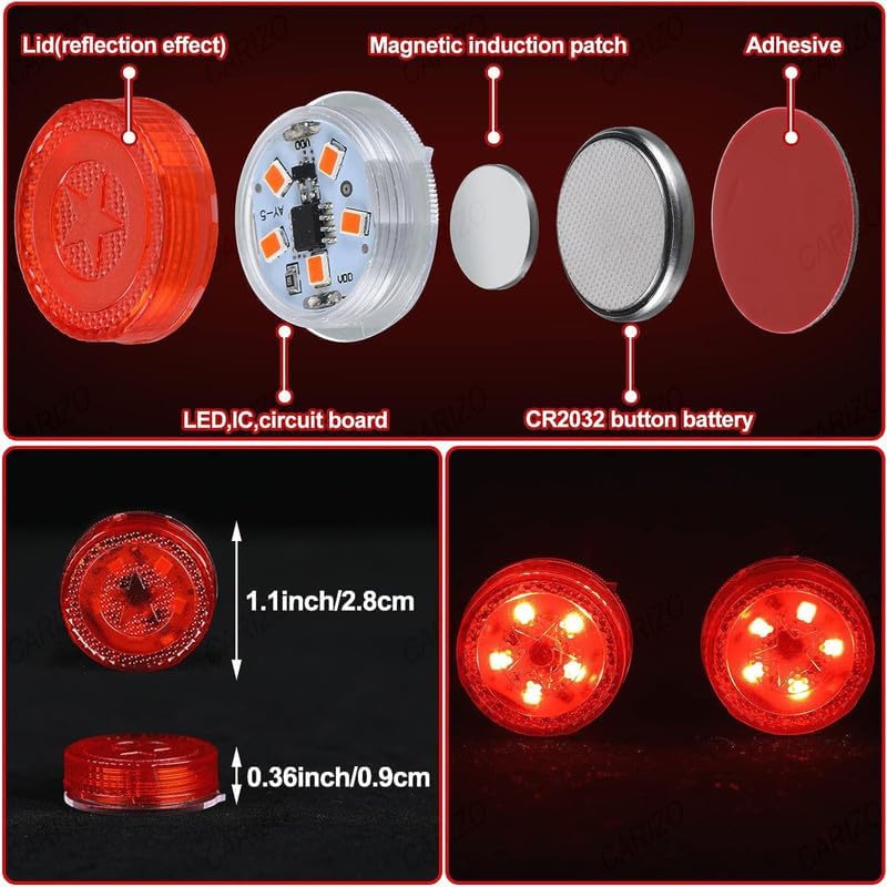 Feux d'Avertissement LED Sans Fil pour Portes de Voiture Capteur Magnétique 4Pcs - مصابيح تحذيرية لاسلكية لأبواب السيارة مضادة للتصادم - Accessoires Auto/Moto - صورة 3