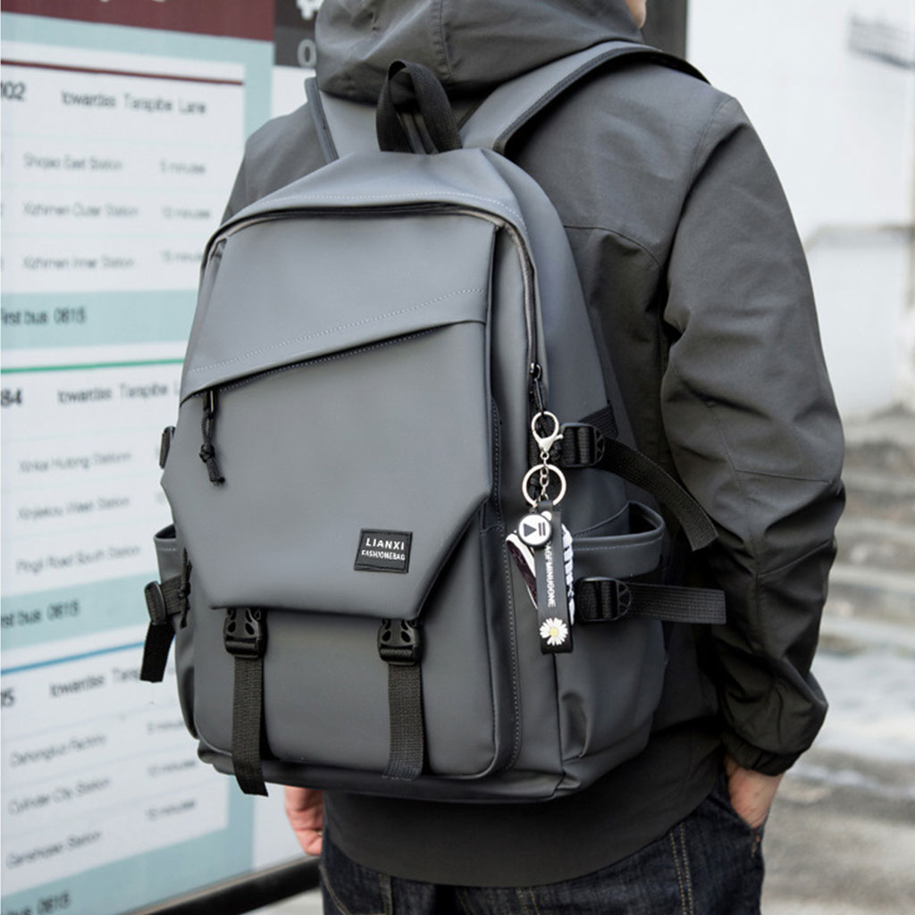 Sac à dos Tendance Pour Hommes en tissu Imperméable léger et respirant grande capacité SACHM08GR - حقيبة ظهر لحفظ الكمبيوتر المحمول والأعمال بتصميم عصري ومريح - Sac à dos et Mode - صورة 3