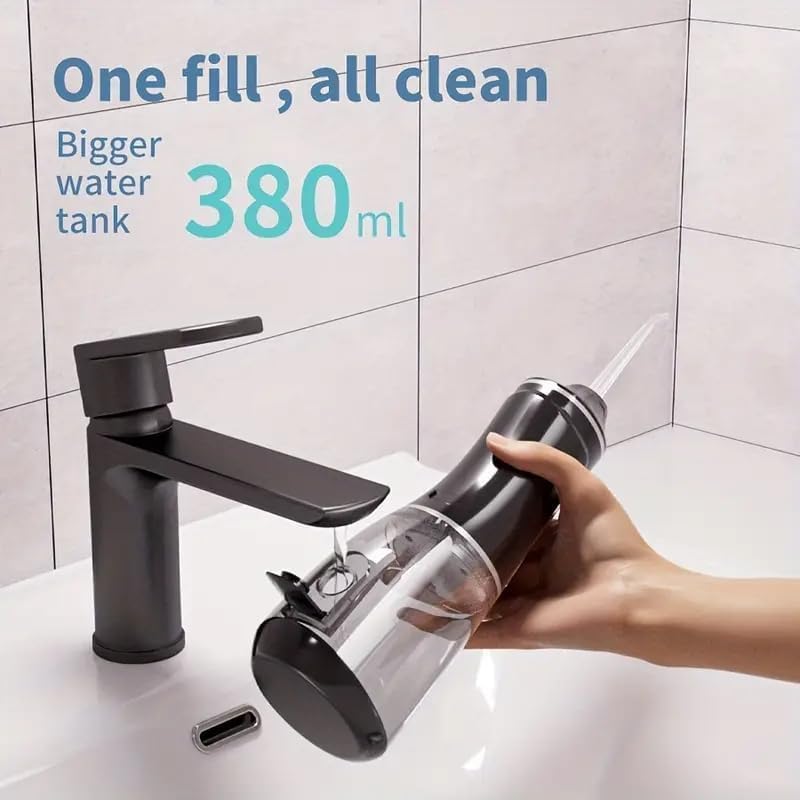 Hydropulseur Dentaire Sans Fil 380ml Pression 50-150 PSI 3 Modes - جهاز تنظيف الأسنان بالماء اللاسلكي - Soins et Beauté - صورة 5